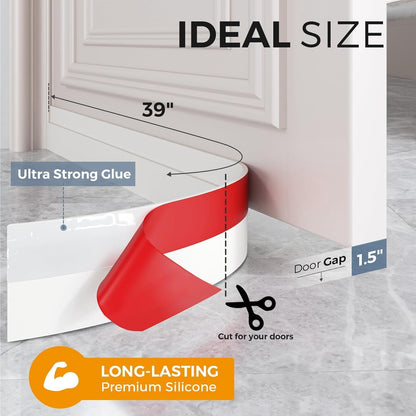 Grotheory 2 Pack Door Draft Stopper, Door Sweep, Weather Stripping Seal | Self-adhesive silicone under door draft stopper for windows and garages, blocks drafts, noise, light, dust and bugs
