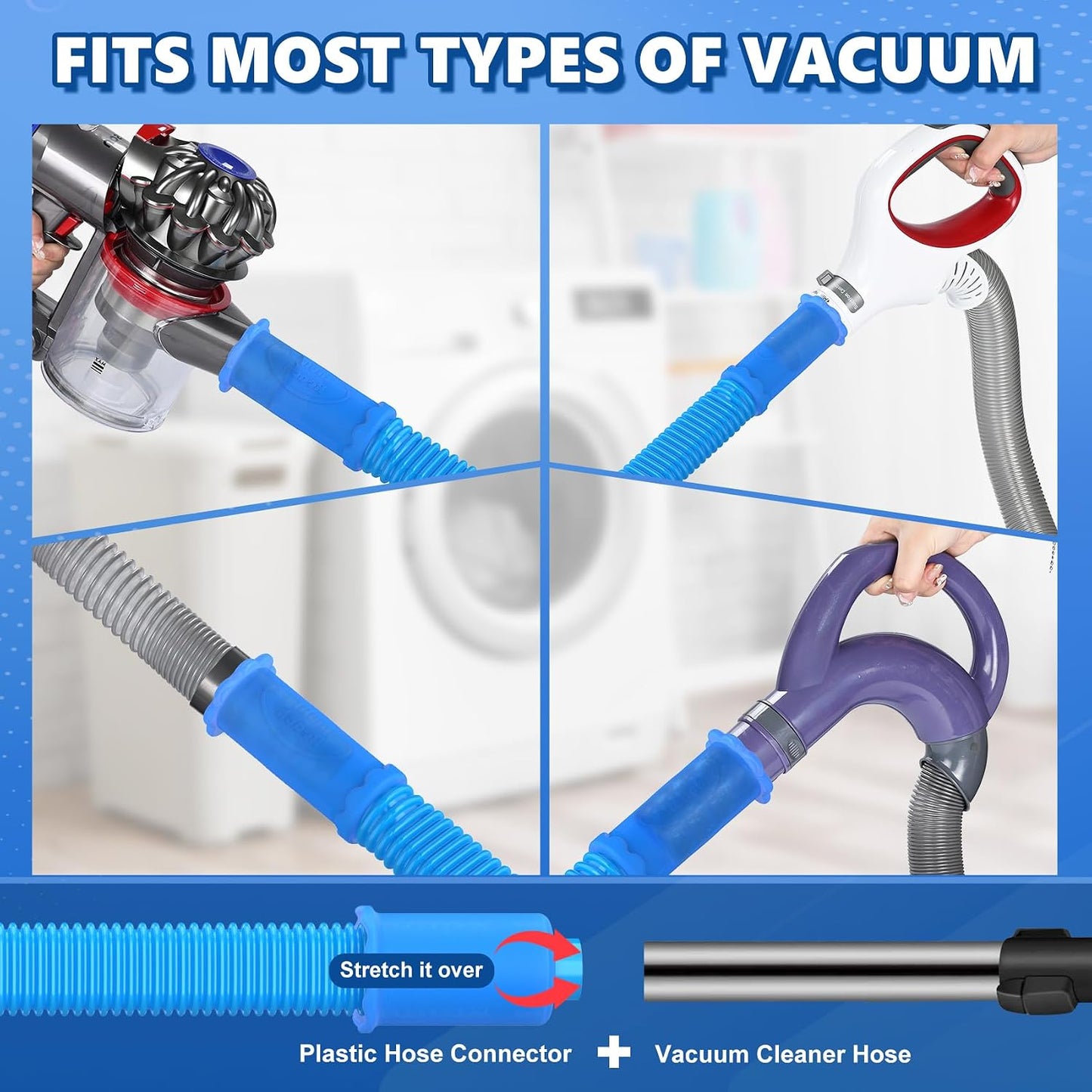 Sealegend 2 Pack Dryer Vent Cleaner Kit Vacuum Attachment Blue 31.5" | Dryer Vent Cleaning Hose & Brush Reach Deep Traps - Remove Hidden Lint | Speed Drying | Reduce Fire Risk
