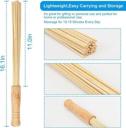 Bamboo Massage Stick for Back,Massage Roller Sticks,Bamboo Therapy Massage Body Tools for Relaxing Muscles (1)