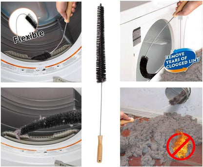 Dryer Vent Cleaner Kit & Refrigerator Condenser Coil Brush-Dryer Lint Brush Vent Trap Cleaner-Vacuum Attachment for Small Crevice-Dryer Cleaner Brush