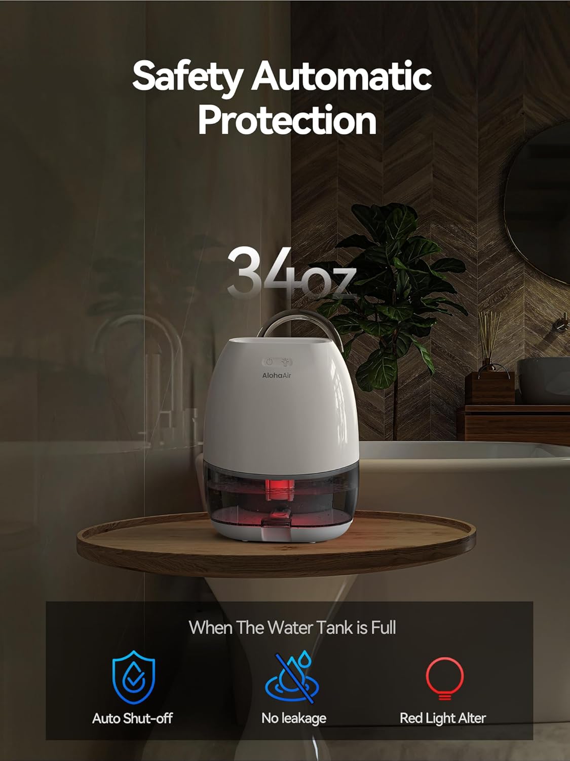 Dehumidifiers for Home, 34 oz Small Dehumidifier for Room, Quiet Dehumidifiers for Bathroom, Bedroom, RV, Closet with Auto Shut Off, 7 Colors Night Light
