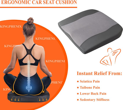 Lofty Aim Car Seat Cushion, Memory Foam Car Seat Cushions for Long Driving | Comfy Car Seat Pillow for Pain Relief, Driver Seat Cushion Adds Height, Butt Cushion for Car, Truck, Office Chair, Black
