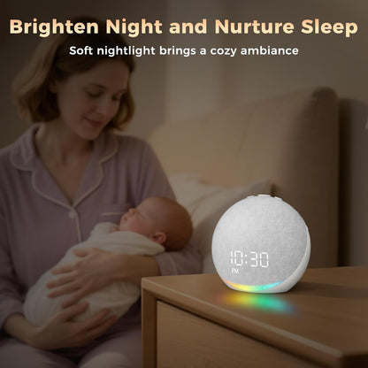 Sound Machine Alarm Clock for Bedroom: 25 Natural Sleep Sounds | White Noise Machine for Adults Kids Baby - Gentle Wake Up Alarm with Bluetooth Speaker - Putty