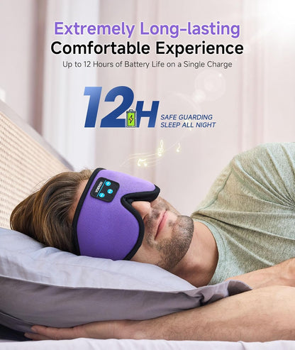 Voerou Sleep Mask with Bluetooth Headphones, Zero Pressure Wireless Sleeping Eye Mask, 100% Light Blocking Sleep Headphones for Side Sleepers, Suitable for Sleep Nap Travel, Cool Gadgets Unique Gifts