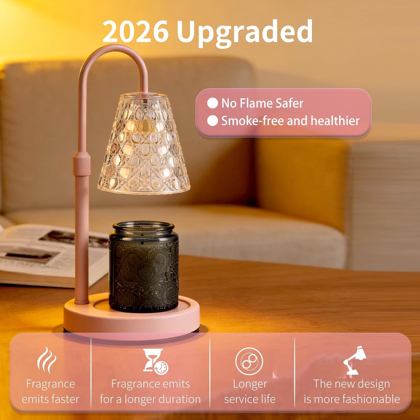 Candle Warmer Lamp with Timer Dimmable, Wax Melt Warmer, Black | Birthday Gifts for Women Mom, House Warming Gifts New Home Room Decor for Scented Jar, Height Adjustable