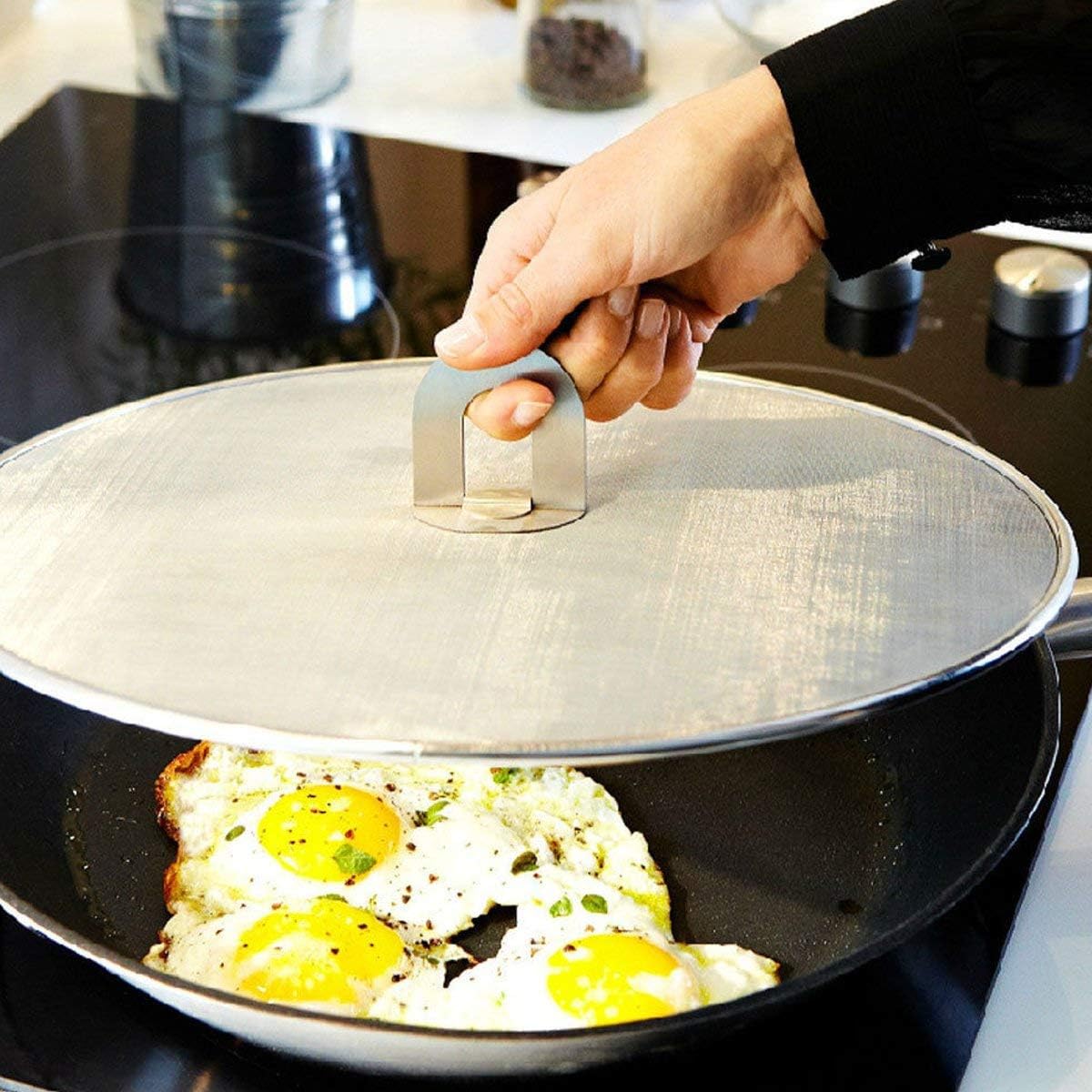 3 Pack Grease Splatter Screen for Frying Pan 9.8,11.5,13 Inch | Grease Splatter Guard Shield with Fold Flat Knob-No Cooking Oil Mess–No Burns–Ultra Fine Mesh Lids-Rust Free Stainless Steel