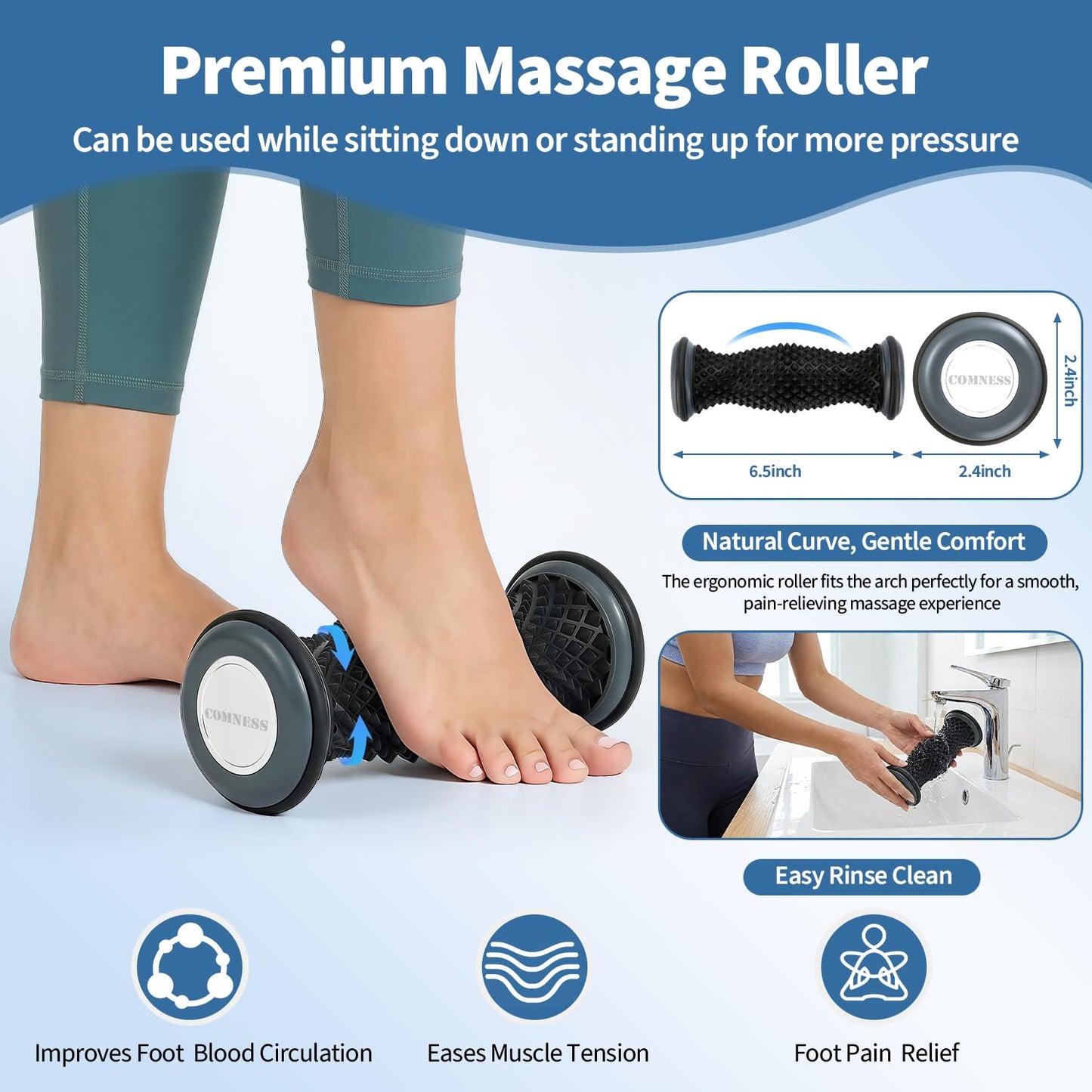 Foot and Calf Stretcher Stretching Strap For Plantar Fasciitis, Heel Spurs, Foot Drop, Achilles Tendonitis & Hamstring. Yoga & Leg Stretch Strap. (Red)