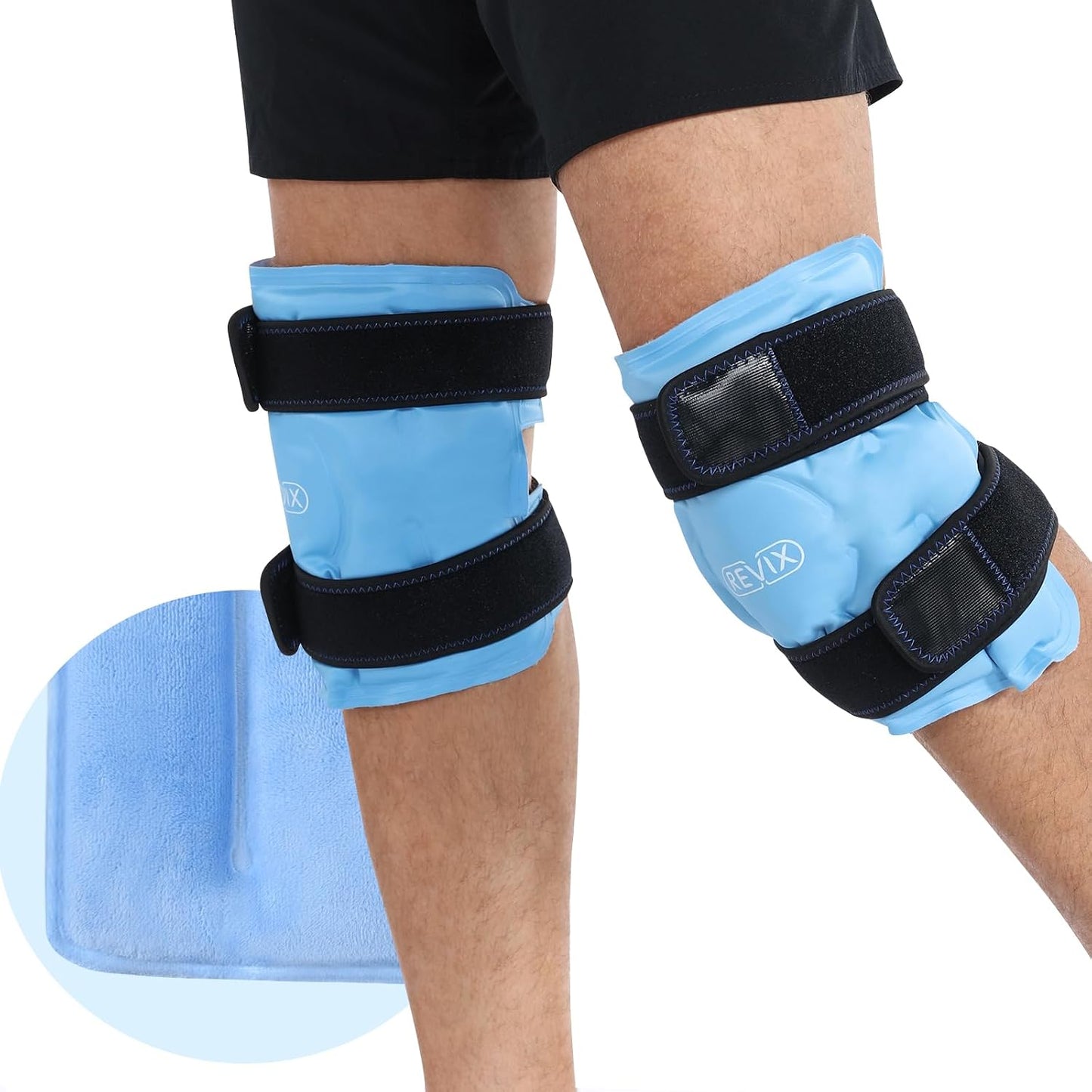 REVIX Ice Pack for Knee Pain Relief, Reusable Gel Ice Wrap for Leg Injuries, Swelling, Knee Replacement Surgery, Cold Compress Therapy for Arthritis, Meniscus Tear and ACL Blue