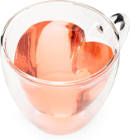 Pinky Up Blake Tea Infuser Mug with Lid, Glass Cups for Loose Leaf or Flowering Teas, Travel Mugs, Home Office, Picnic, Camping, 12 oz Set of 1, Clear
