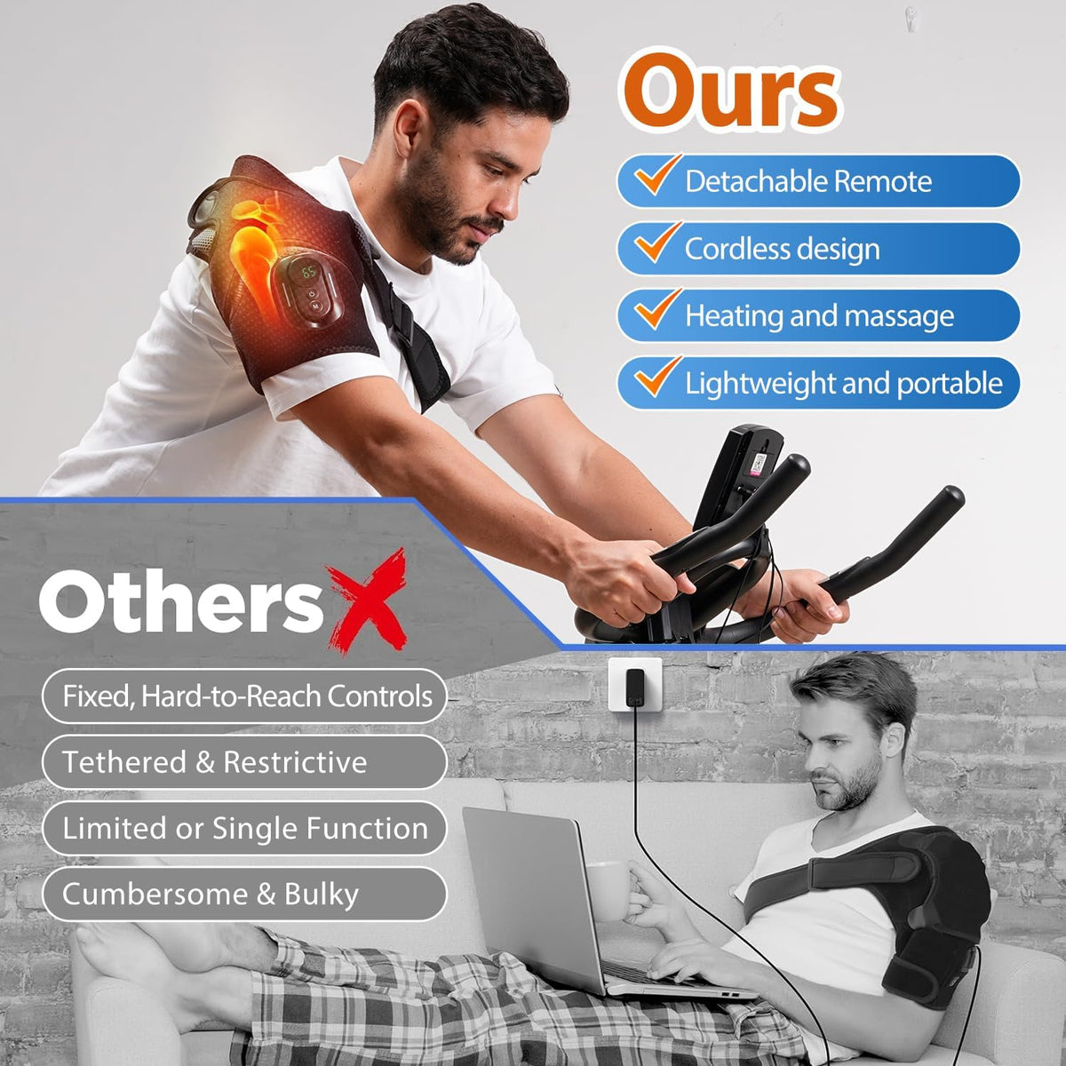 HOMRELEXA Shoulder Heating Pad, Shoulder Massager with Detachable Remote