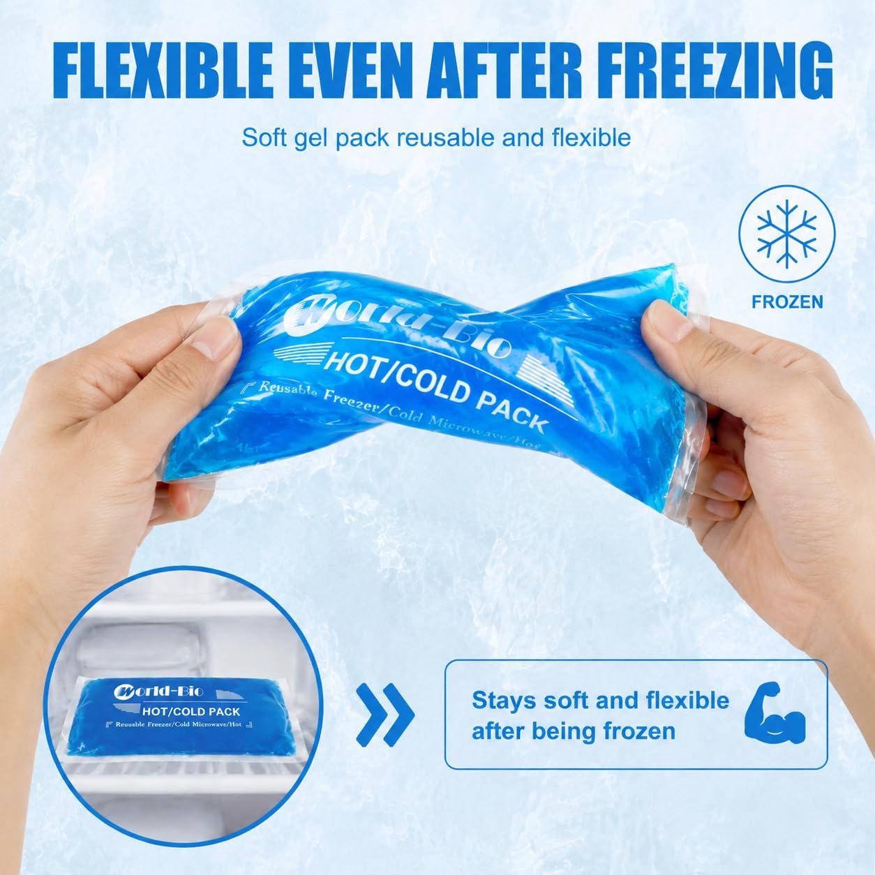 Soft Gel Ice Pack Wrap 12"x4.7" | Reusable, Hot Cold Therapy, Head Neck
