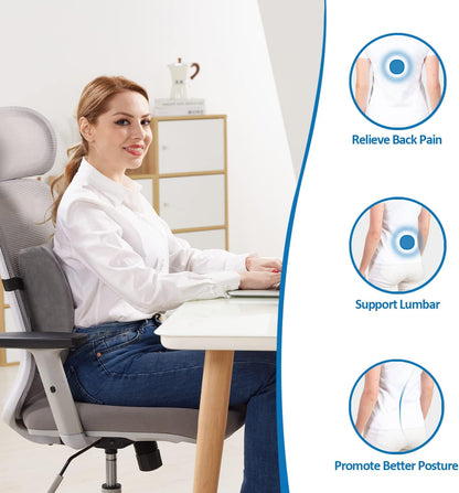 SAIREIDER Seat Cushion and Lumbar Support Pillow for Office Chair, Memory Foam Car Seat Cushions Back Support Pillows, Help Relieve Pain of Back, Lumbar, Tailbone and Sciatic Nerve（Black）