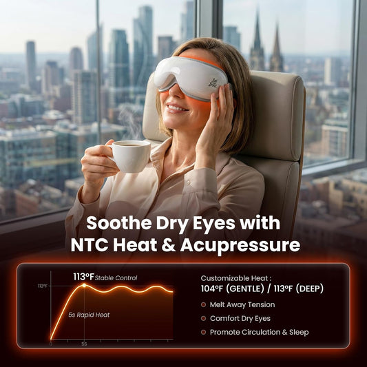 BOB AND BRAD Eye Massager with Heat and Cooling, FSA-HSA Eligible, Heated Eye Massager Mask for Dry Eyes, Migraines, Headaches Relief, Reduce Strain, Improve Sleeping, Birthday Gift for Women Men