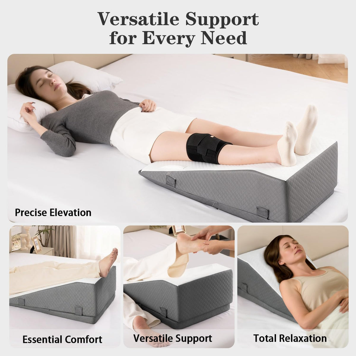 Hapiclody Leg Elevation Pillow for After Surgery – Adjustable Height Knee Surgery Recovery Leg Support Pillow, Designed for Knee Replacement Recovery, Single Leg Elevating Wedge