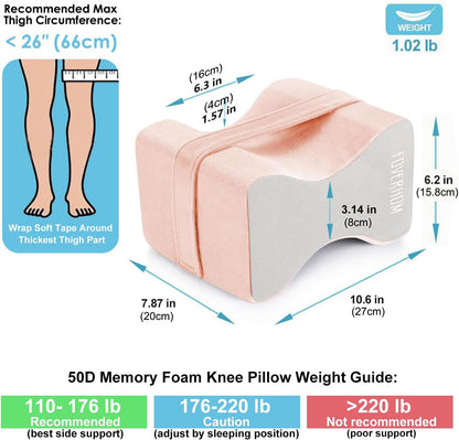 foverhom Memory Foam Knee Pillow Orthopedic Leg Support Pink
