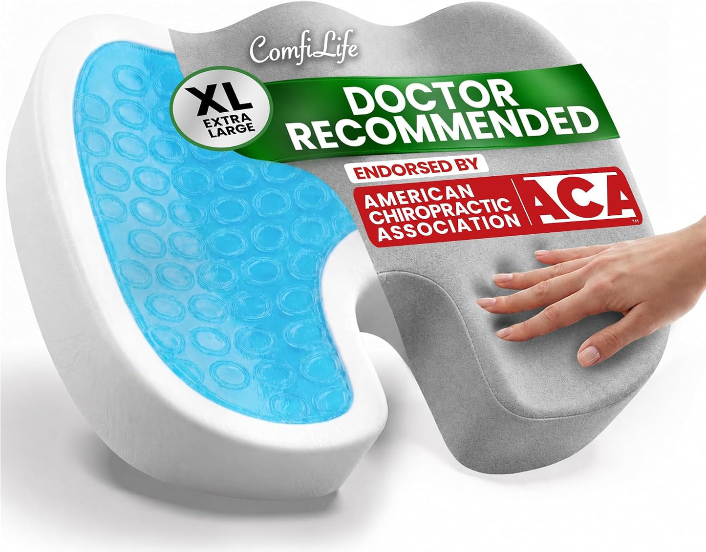 ComfiLife Premium Gel & Memory Foam Seat Cushion – Doctor Recommended Office Chair Cushion, Car Seat Cushion – Chair Cushions for Back & Sciatica Pain Relief – Seat Cushions for Office & Desk (Black)