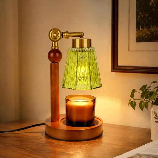 Candle Warmer Lamp with Timer,Birthday Gifts for Women Home Decor | 24 Cycle Timer Dimmable,Height Adjustable Wax Warmer,Vintage Glass Lamp Room Decor Includes 2 Bulbs
