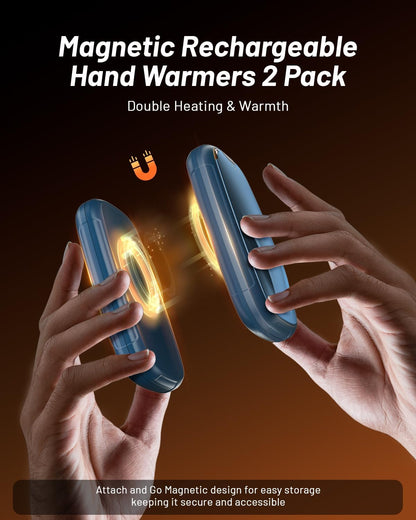 Hand Warmers Rechargeable 2 Pack, 3-Settings Rechargeable Hand Warmer, AI Smart Heating, Pocket Portable Electric Hands Warmer, Magnetic Handwarmers, A Winter for Kids and Loved Ones