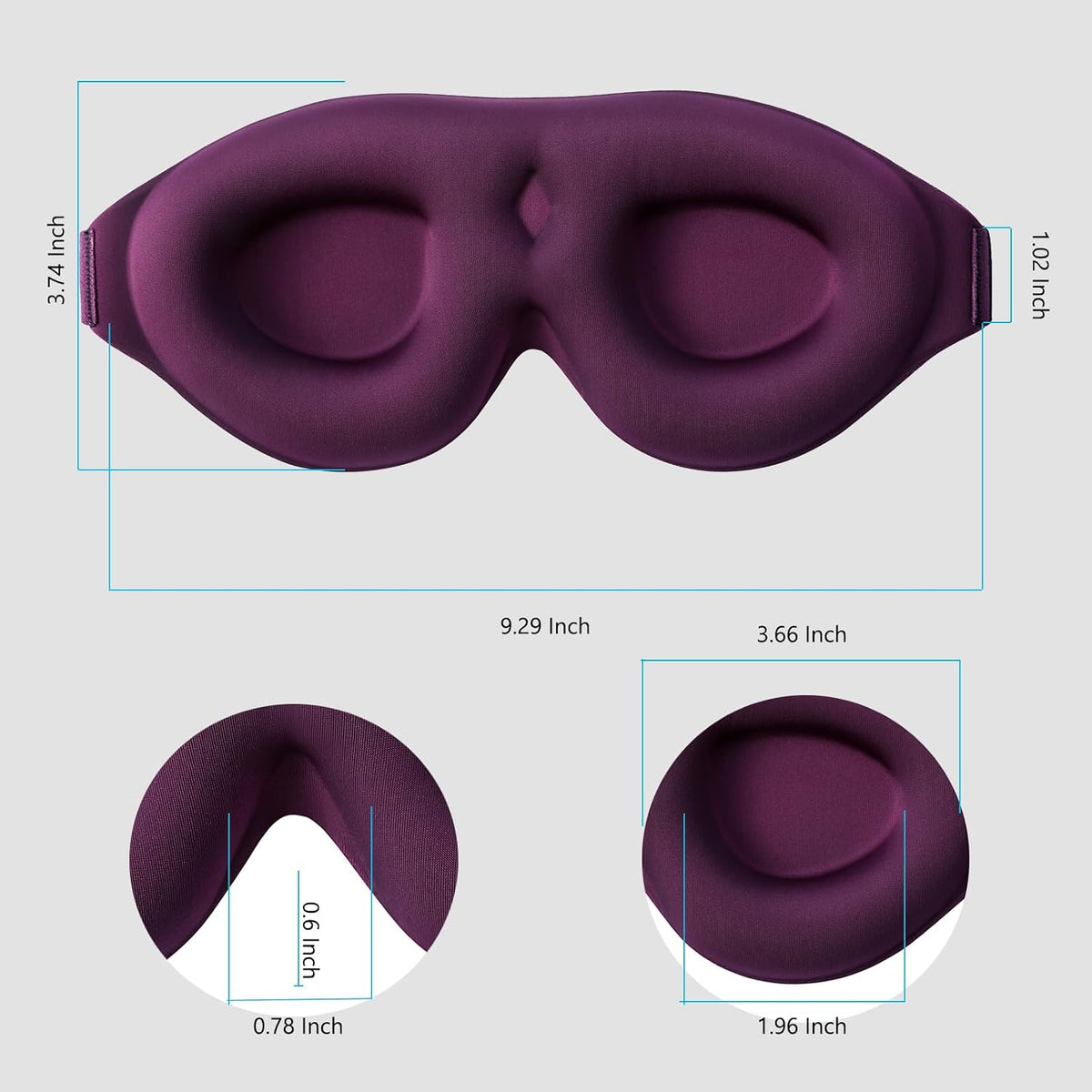ALASKA BEAR Memory Foam Sleep Mask, Contoured Eye Cups for Women Men, Blue