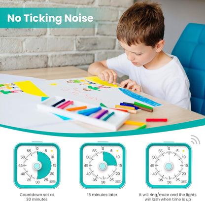 Visual Timer for Kids, Countdown Timer with Pause Function, White