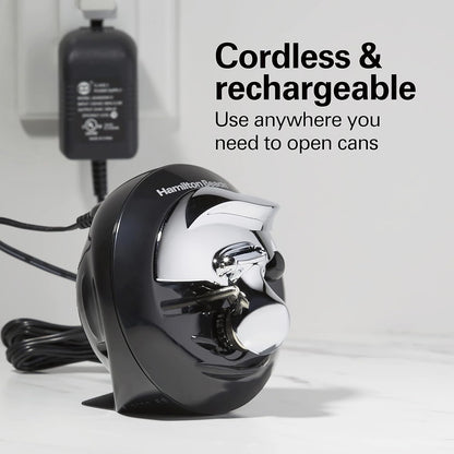 Hamilton Beach Walk 'n Cut Hands-Free Cordless Electric Can Opener | Automatic & Hand-Free | Rechargeable | Opens Any Size Can |Easy Clean Removable Blade | Black | 76501G