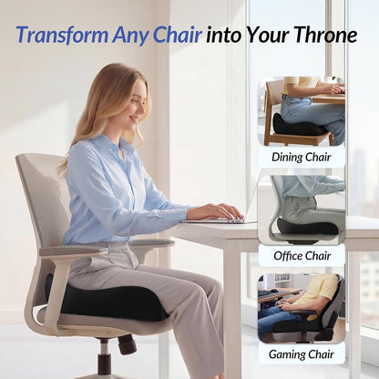 ZIKEE 6" Thickened Donut Pillow Seat Cushion, Ergonomic Hemorrhoid Pillow with Widened Cutout for Tailbone,Sciatica Pain Relief & Postpartum, Memory Foam Office Chair Cushion for Long Sitting at Home
