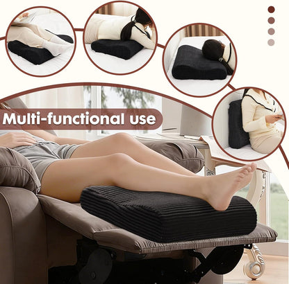 B Shape Corduroy Recliner Foot Pillow, Foam Extra Large Foot Rest Cushion with Adjustable Straps, Suitable for Bed Chair Sofa Headrest Back Lumbar Leg Support Pillow (Light Brown)