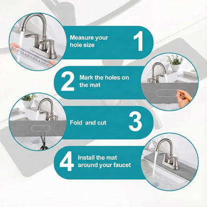 Customizable Kitchen Sink Faucet Mat: 30"Lx5.5"W Absorbent Splash Guard