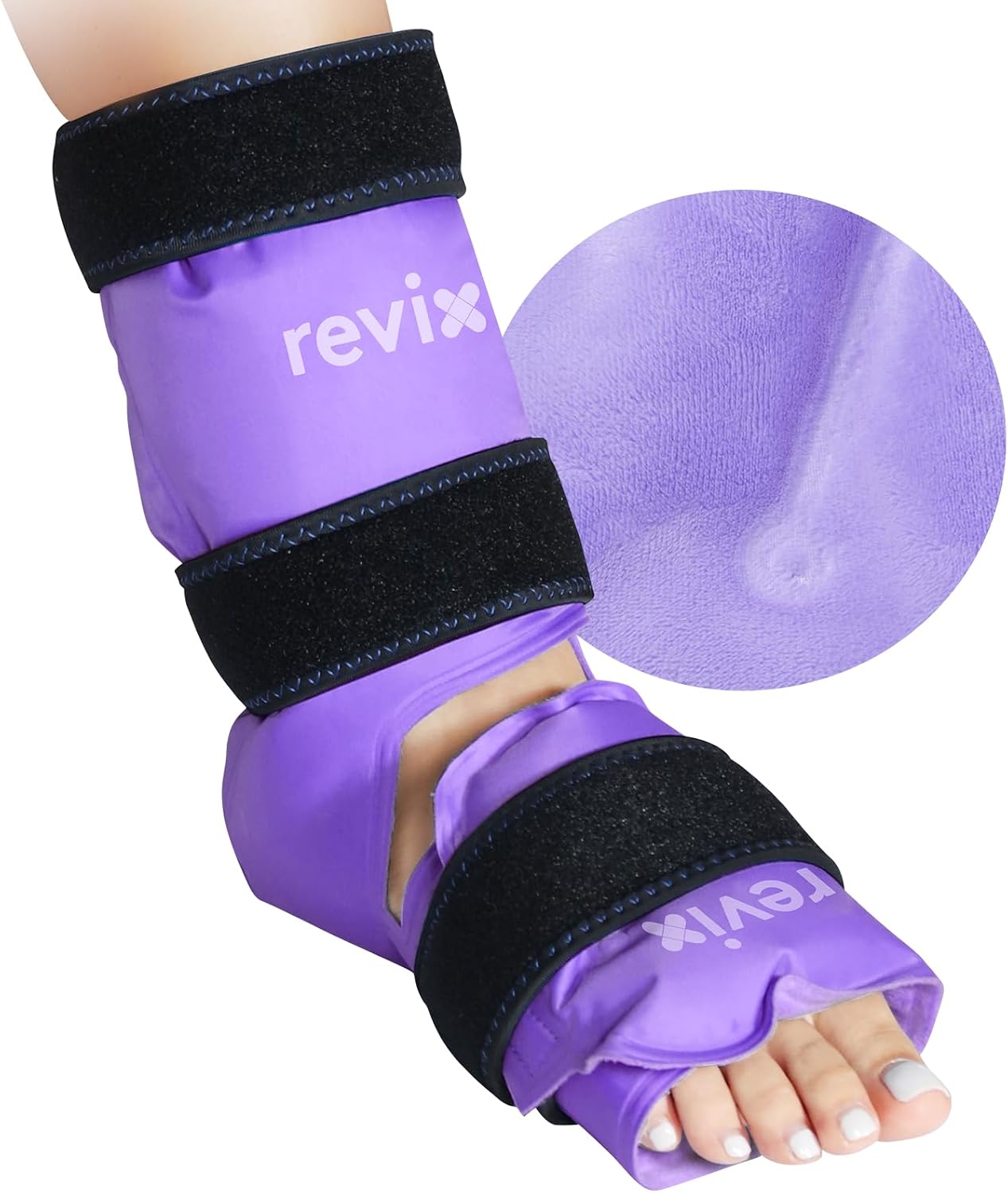 REVIX Foot & Ankle Ice Pack Wrap, Hands-Free Design, 2 Packs | Heel Ice Wrap with 3 Adjustable Straps, Reusable Gel Cold Compression for Plantar Fasciitis, Post-Workout Recovery