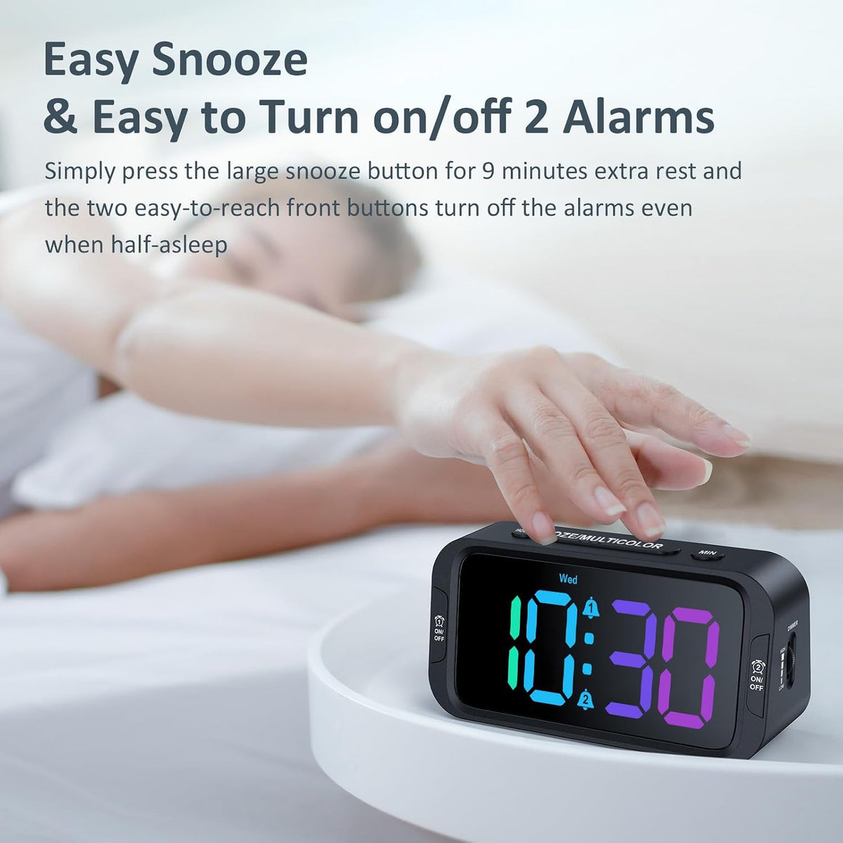 Odokee Digital Dual Alarm Clock for Bedroom with 0-100% Dimmable Display