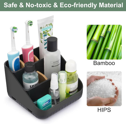 Toothbrush Holders for Bathrooms,6 Slots, Detachable for Easy Clean, White | Electric Toothbrush, with bamboo divider, drainage hole, BPA-free,bathroom,office,kictchen,vanity countertop organizer