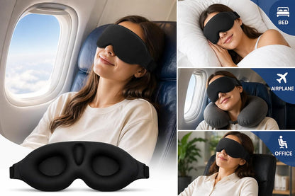 3D Sleep Mask for Side Sleepers, Blackout Eye Mask for Sleeping Women & Men, Zero Pressure Eye Cups, CPAP Friendly, Soft Adjustable Light Blocking Mask (Black)