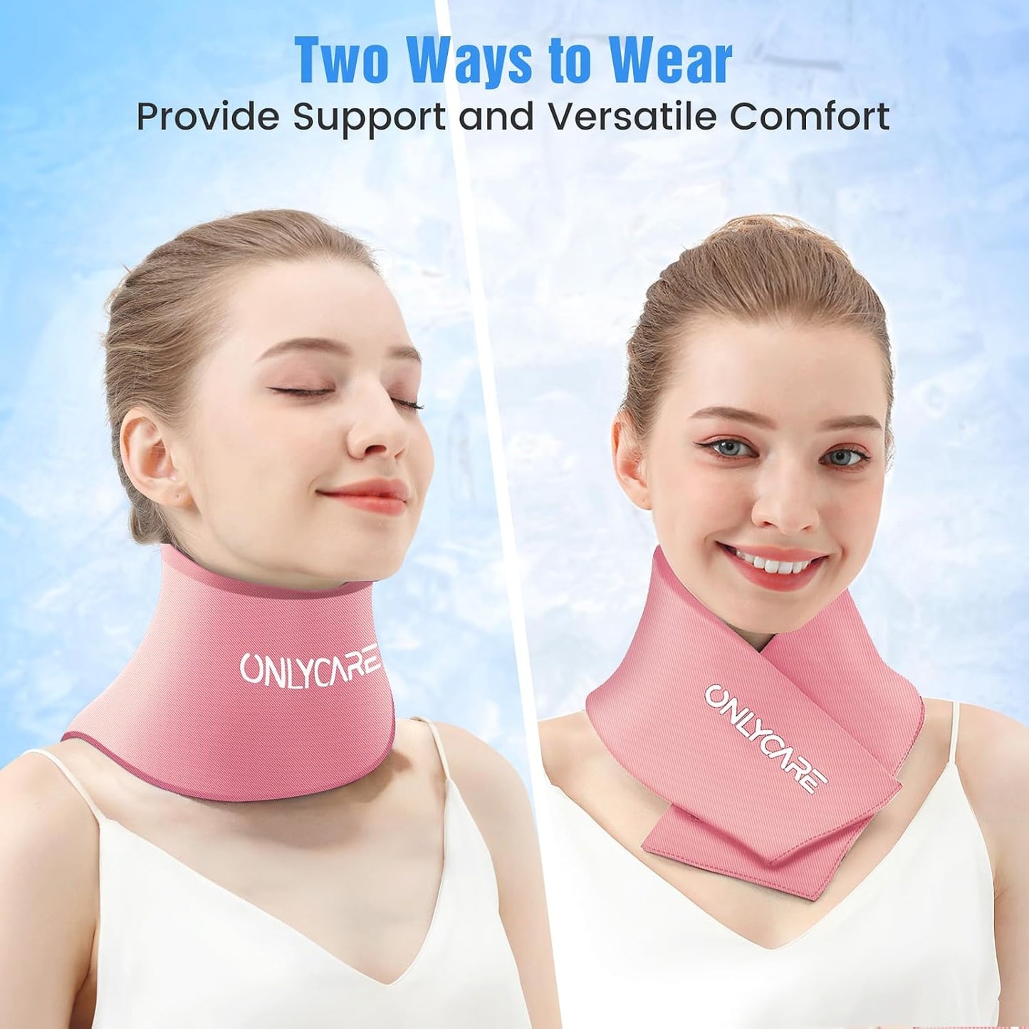 ONLYCARE Neck Ice Pack Wrap Gel - Upgraded Shoulder Ice Packs for Injuries Reusable, Hot and Cold Compress Ice Packs for Neck, Relief of Pain, Office Pressure, Swelling, Sprains