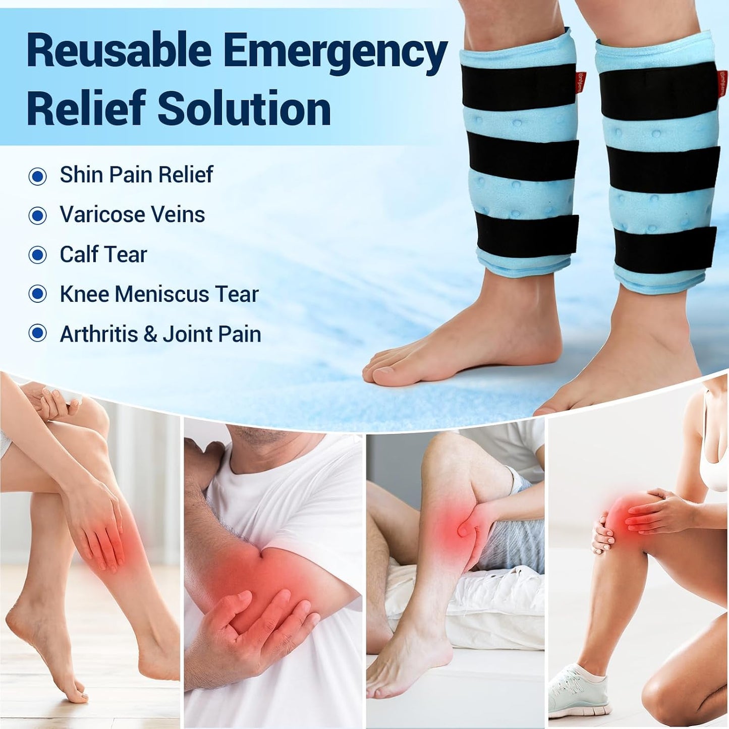 Comfytemp Large Knee Ice Pack Wrap Reusable Gel, FSA Eligible HSA, Full Coverage Knee Cold Compression Brace for Injuries, Pain Relief, Replacement Recovery, Arthritis, Surgery, Women Men Gift