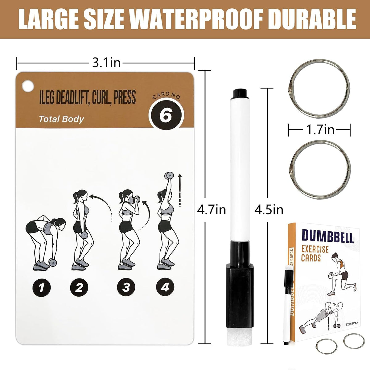 Bodyweight Workout Cards for Women & Men-50 Bodyweight Workout Cards，Includes 2 Rings& Dry-Erase for Easy Organization-Home, Gym or Studio (Bodyweight)