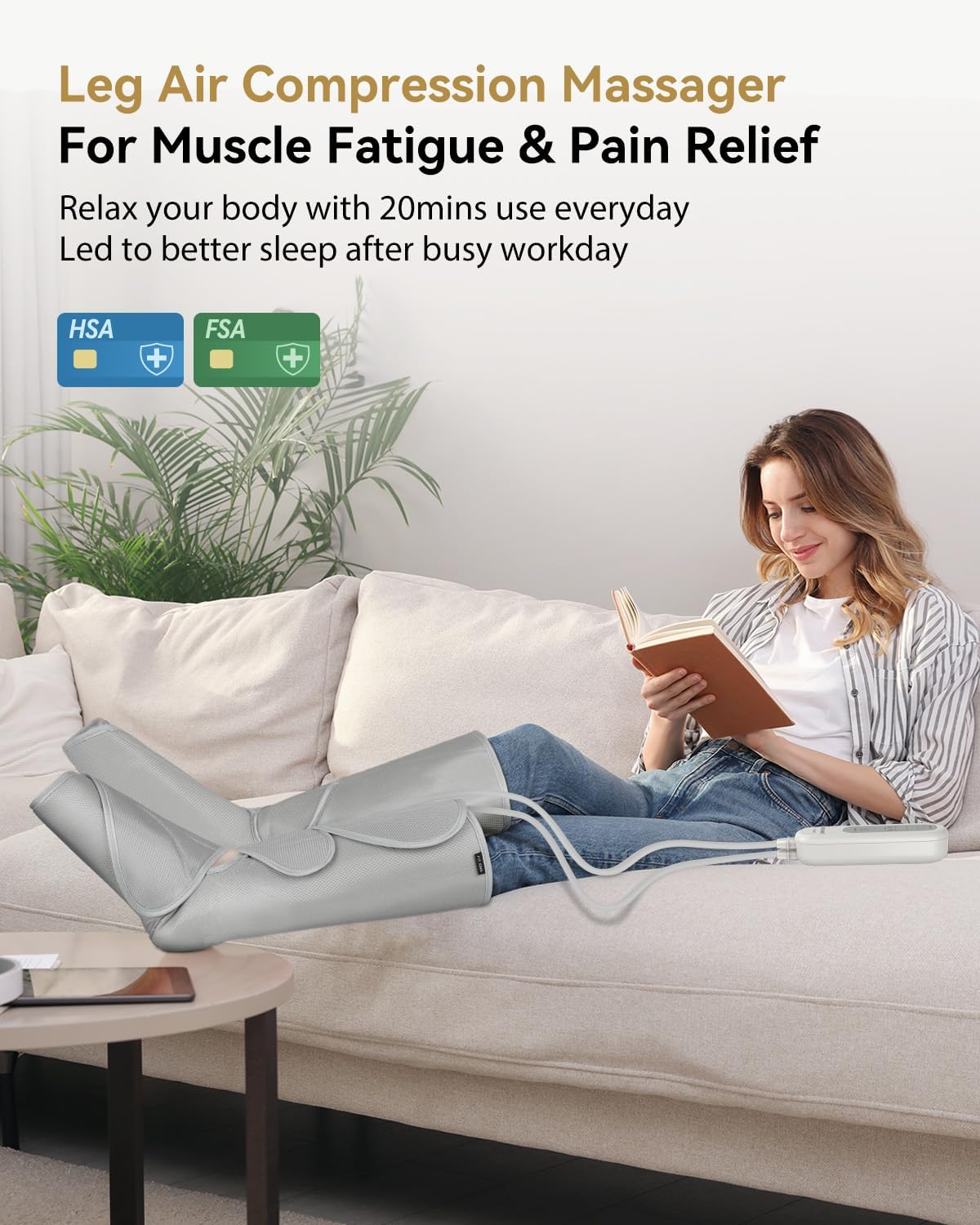 FIT KING Leg Massager for Circulation and Pain Relief, Air Compression Leg and Foot Massager to Relieve Pain Swelling Edema with 2 Size Extensions- Great Gift for Wife Mom and Dad