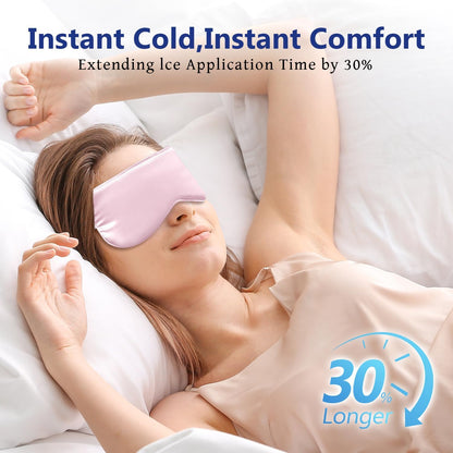 Cooling Eye Mask for Sleeping Migraine Headache Relief Mask Gel Cold Compress Eye Face Ice Pack for Eyestrain Dark Circles and Puffiness Relaxation Gifts for Women Men Silk Reusable-2 Pack