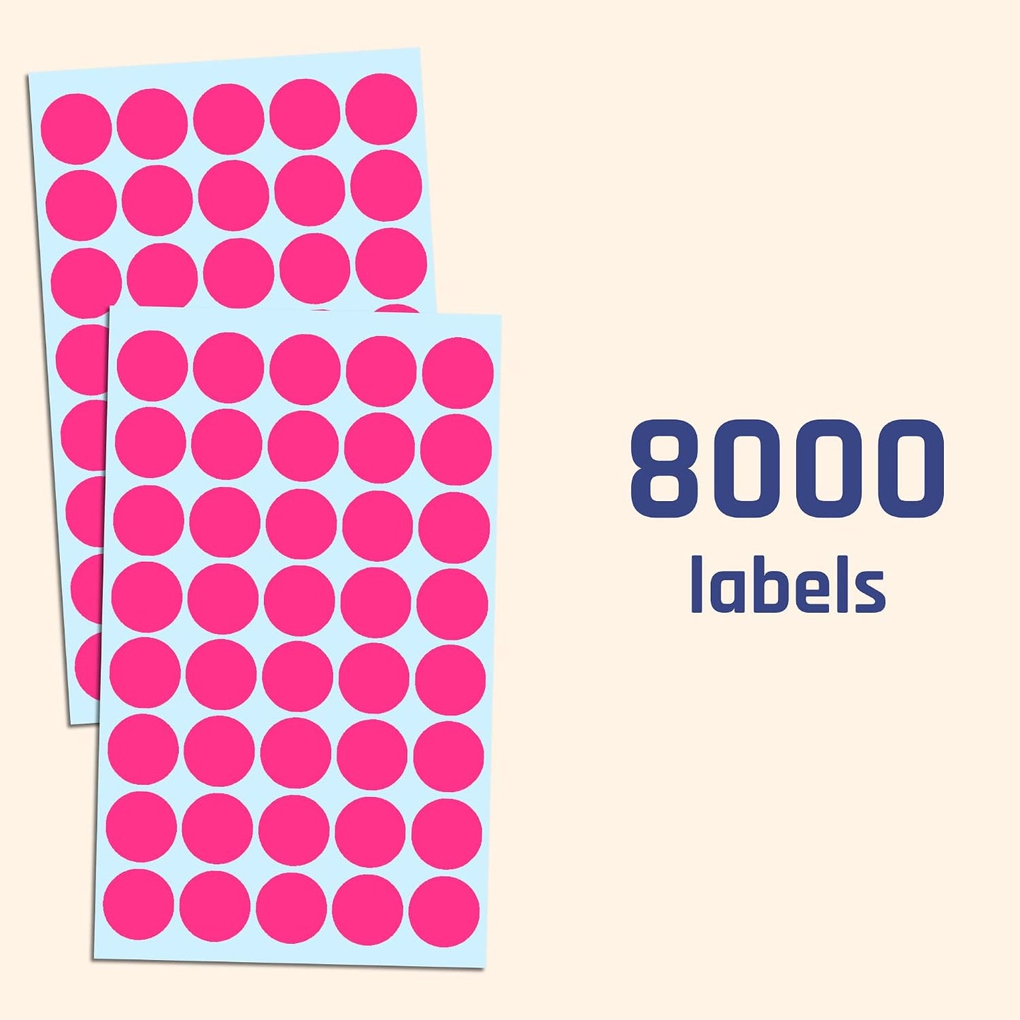 2000 Pack, 3/4" Round Colored Dot Stickers Labels - 10 Colors