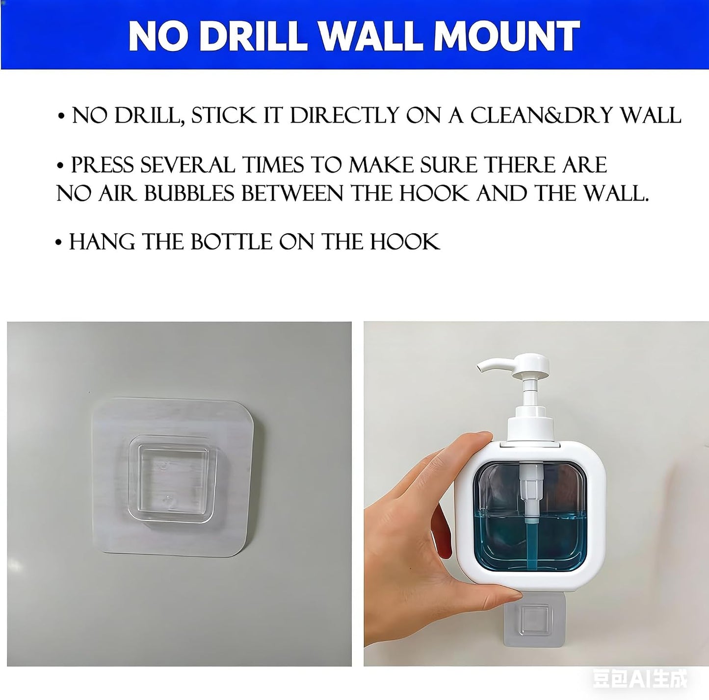 Hand Soap Dispenser Bathroom, Shower Soap Dispenser Wall Mounted, Dish Dispenser for Kitchen, Shampoo and Conditioner Dispenser with Pump and Labels (Black)