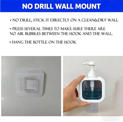 Hand Soap Dispenser Bathroom, Shower Soap Dispenser Wall Mounted, Dish Dispenser for Kitchen, Shampoo and Conditioner Dispenser with Pump and Labels (Black)