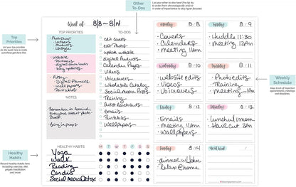 bloom daily planners Horizontal Weekly Magnetic Meal Planning Pad for Fridge with Tear-Off Grocery Shopping List - Hanging Food/Menu Organizer Notepad with Magnets - 8.5” x 11” - Lemons