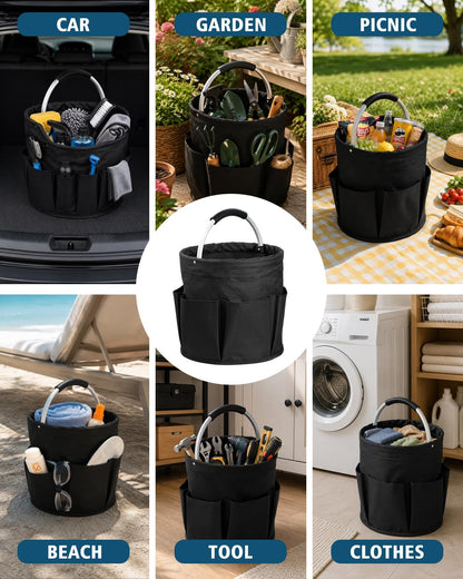 RAYBIN 17L Cleaning Caddy for Cleaning Supplies, Foldable Cleaner Basket | Housekeeping Products Organizer with Handle, Portable Large Storage Bucket for Home, Garden, Outdoor, Camping