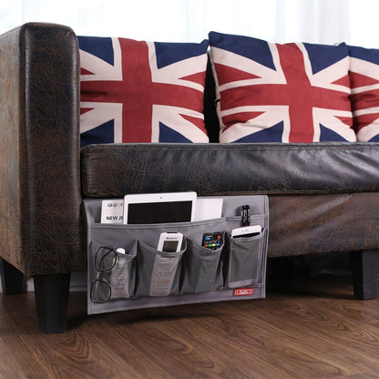 Zafit 5 Pockets Bedside Caddy, Bedside Storage Organizer for Water Bottles, Magazines, Phone, Glasses (5 Pockets-Grey)