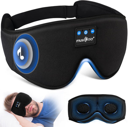 MUSICOZY 3D Sleep Headphones Bluetooth 5.4 Sleep Mask with HD Speakers
