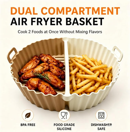 Round Silicone Air Fryer Liners Reusable 2PCS for Double Basket