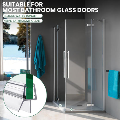 Bathroom Shower Glass Door Bottom Seal Strip, 2PCS 36 Inch Long Clear PVC Seal Strips for 5/16"(8mm) - 3/8"(10mm) Thick Framless Glass Door Panel
