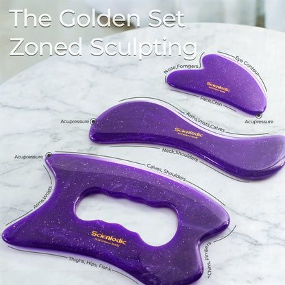 Scienlodic Gua Sha Massage Tool with Handle (Resin) Larger Guasha Scraping Tool for Back Neck Face Leg Massage, Lymphatic Drainage, Cellulite Remove - Large