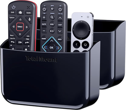 TotalMount Drop-Free Remote Holder – Removable Adhesive Strips – Black | Designed in the USA – Simply Put the Remotes In – No Tricky Magnet Alignment Needed (Holds 2 or 3 Remote Controls)