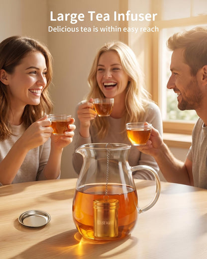 House Again Tea Infusers, Extra Fine Mesh Tea Strainers for Loose Tea, Updated Slim Threaded Lid & 304 Stainless Steel, Filter Bags Diffusers, Loose Leaf Tea Steeper for Brew Tea Spices & Seasonings
