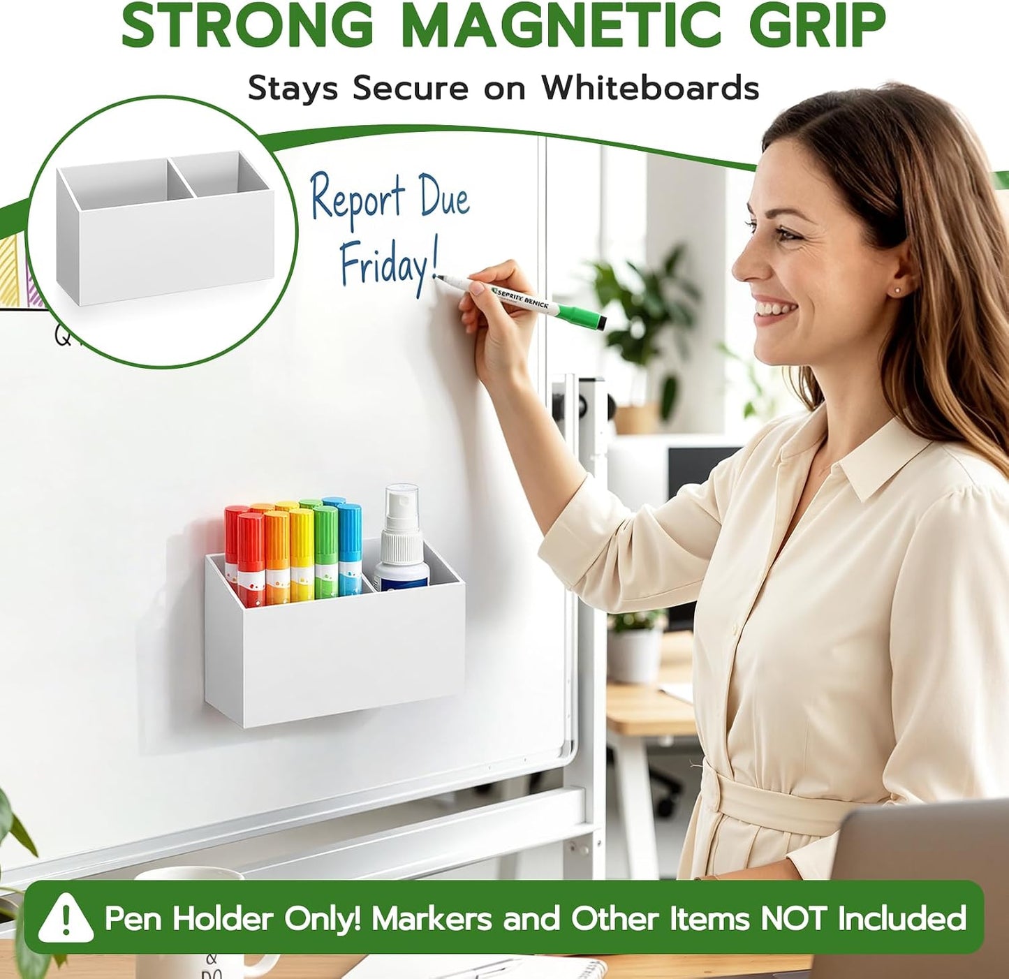 MR.MATE Magnetic Pen Holder,Clear Magnetic Marker Cup for Fridge Whiteboard | Dry Erase Marker Pencil Holder with Acrylic Cup and Strong Magnet, Non-slip Design For Refrigerator Locker Office & Classroom